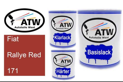 Fiat, Rallye Red, 171: 1L Lackdose + 1L Klarlack + 500ml Härter - Set, von ATW Autoteile West.